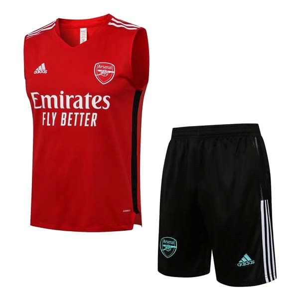 Camiseta Arsenal Sin Mangas Conjunto Completo 2022 Rojo Negro